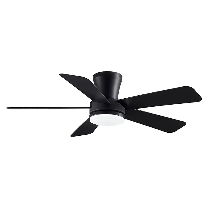 Cristal Record Ventilador de techo Benda 5 - Negro, 101 cm, 28 W, Blanco cálido, 5 aspas - Ventilador de techo negro moderno con cuatro aspas y luz LED integrada, ideal para una iluminación interior elegante y eficiente.