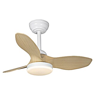 Cristal Record Ventilador de techo Stel mini S (Blanco/Biege, 80 cm, Blanco cálido)