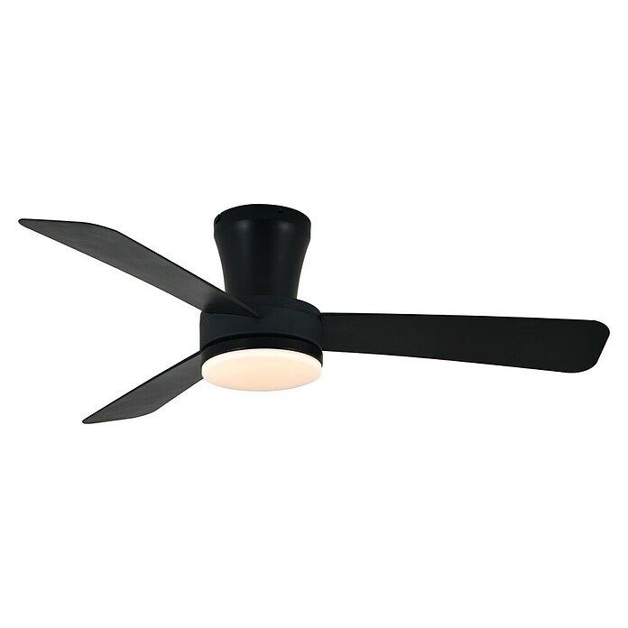Cristal Record Ventilador de techo Benda 3 (Negro, 101 cm, 28 W, Blanco cálido, 3 aspas) | BAUHAUS
