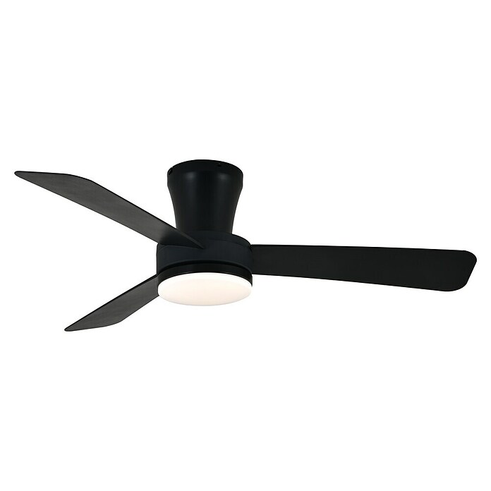 Cristal Record Ventilador de techo Benda 3 (Negro, 101 cm, 28 W, Blanco cálido, 3 aspas) | BAUHAUS