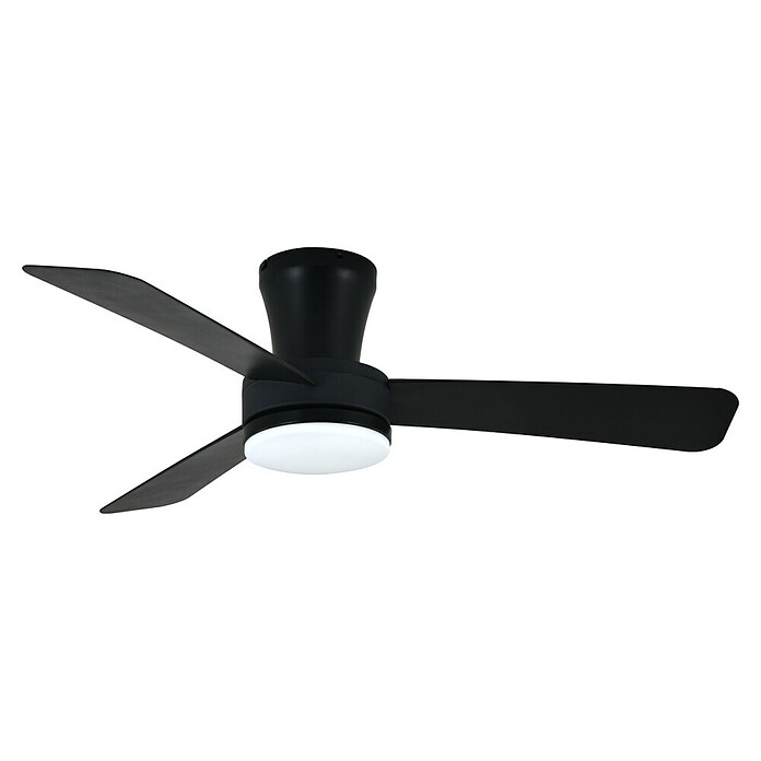Cristal Record Ventilador de techo Benda 3 (Negro, 101 cm, 28 W, Blanco cálido, 3 aspas) | BAUHAUS