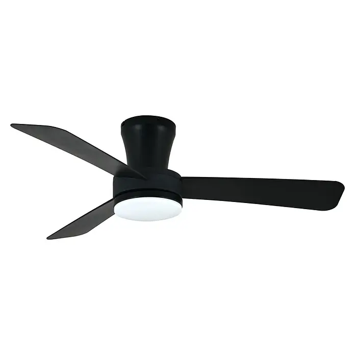 Cristal Record Ventilador de techo Benda 3 - Negro, 101 cm, 28 W, Blanco cálido, 3 aspas - Ventilador de techo negro con tres palas y luz integrada, perfecto para espacios de vida modernos y mejorar la circulación del aire.