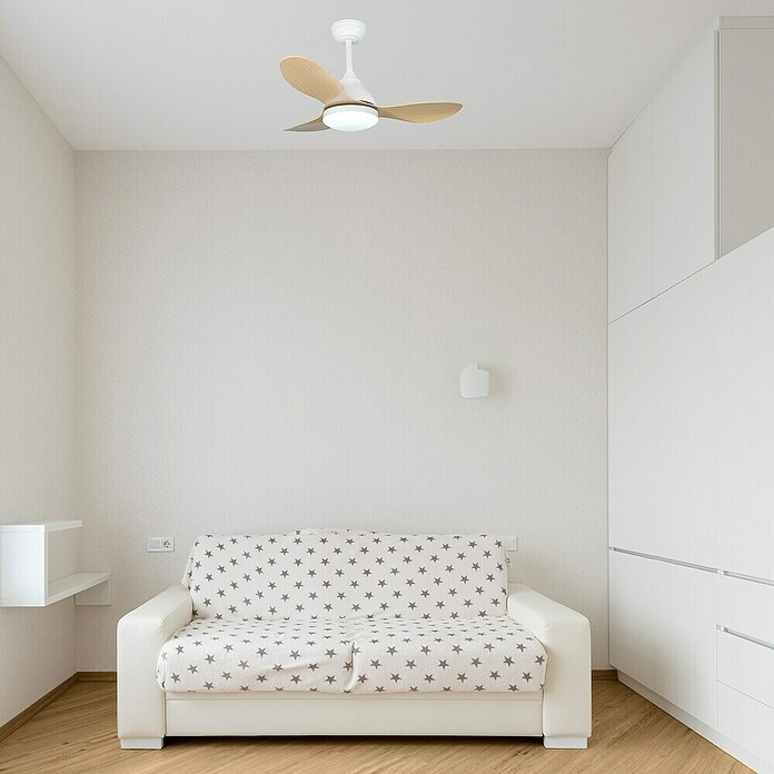 Cristal Record Ventilador de techo Stel mini (Blanco/Biege, 92 cm, 20 W, Blanco cálido) | BAUHAUS