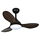 Cristal Record Ventilador de techo Stel mini (Negro/Madera Oscura, 92 cm, 20 W, Blanco cálido) | BAUHAUS