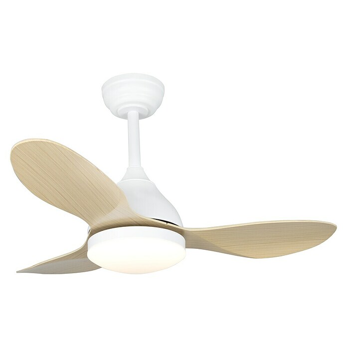 Cristal Record Ventilador de techo Stel mini (Blanco/Biege, 92 cm, 20 W, Blanco cálido) | BAUHAUS