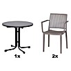 Siena Garden Urban Lights Gartenmöbel-Set Lane Sessel/Paco Tisch (3 -tlg., Polypropylen, Taupe/Anthrazit, ⌀ 80 cm) | BAUHAUS
