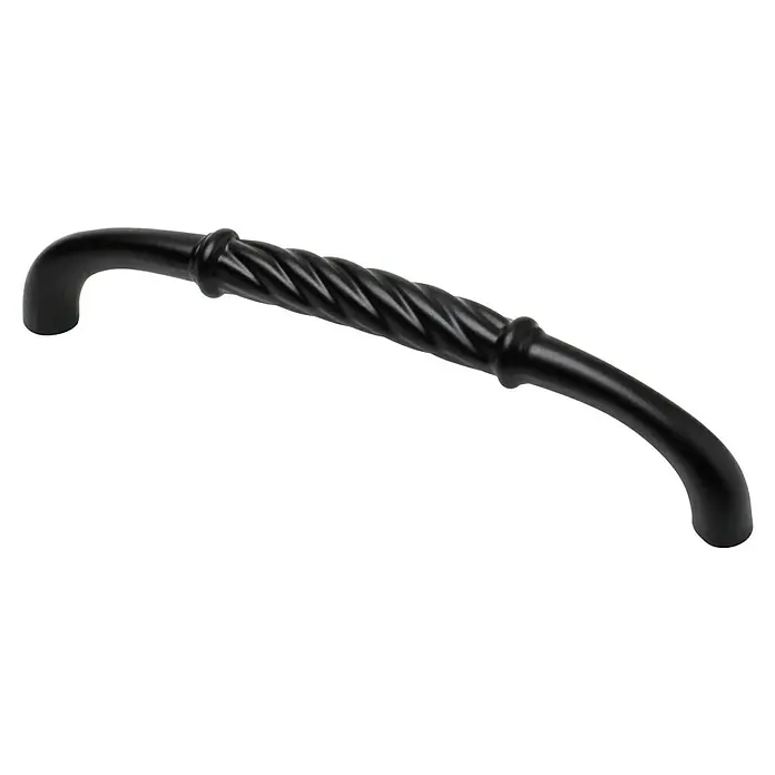 Rei Möbelgriff Braided - Lochabstand: 128 mm, Sonstige, Schwarz, Gebogen - Schwarzer Möbelgriff mit gedrehtem Mittelteil.