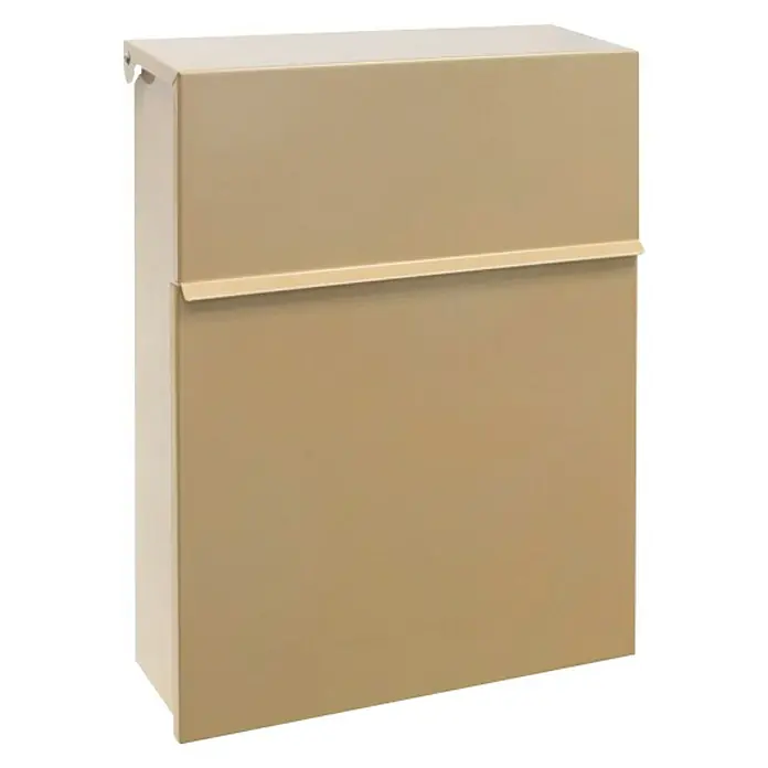 Arregui Figure Buzón de pared E-6705 - L x An x Al: 26,8 x 10 x 36 cm, Ocre, Acero - Primer plano de un buzón de pared beige con líneas limpias, ideal para exteriores de casas modernas.