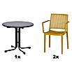 Siena Garden Urban Lights Gartenmöbel-Set Lane Sessel/Paco Tisch (3 -tlg., Polypropylen, Mustard/Anthrazit, ⌀ 80 cm) | BAUHAUS