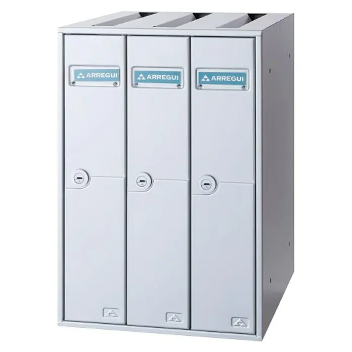 Arregui Libro Buzón de pared V115 - L x An x Al: 43,5 x 30 x 40 cm, Plata perla, Acero - Buzón ARREGUI de acero con tres compartimentos, cerraduras y distintivo de marca para una entrega segura.