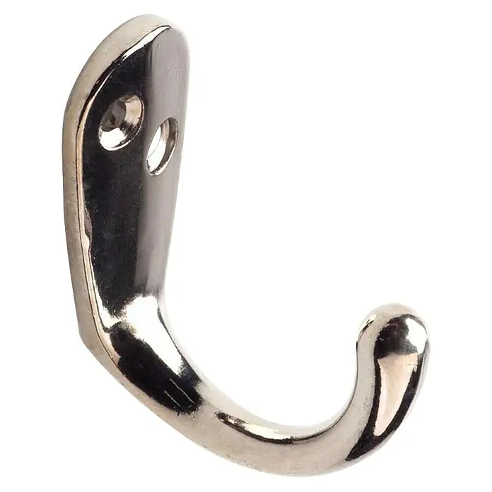 Rei Garderobenhaken C1036 - L x B x H: 44 x 18 x 39 mm, Zinkdruckguss, Silber - Glänzender silberner Metall-Wandhaken mit zwei Schraubenlöchern zur Montage.