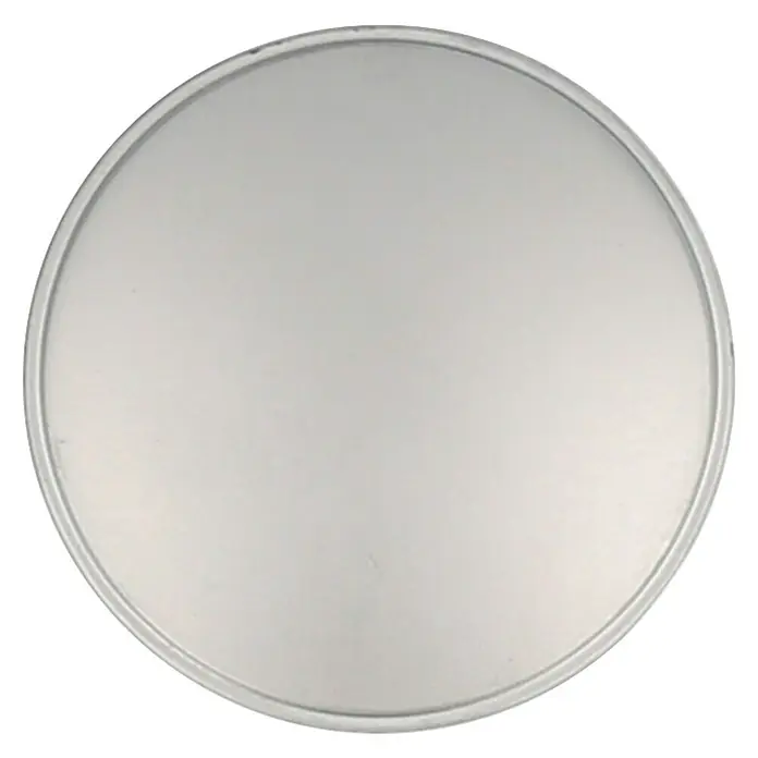 Rei Pomo para muebles - Tipo de tirador del mueble: Botón, Ø x Al: 33 x 27 mm, Cromo - Bandeja de pizza redonda de metal plateado con borde elevado.