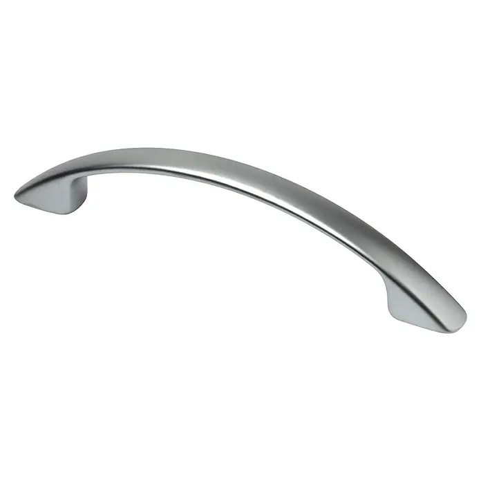 Rei Möbelgriff - Lochabstand: 96 mm, L x B x H: 124 x 11 x 25 mm, Chrom, Matt - Gebogener, silberner Möbelgriff für moderne Schränke oder Schubladen.