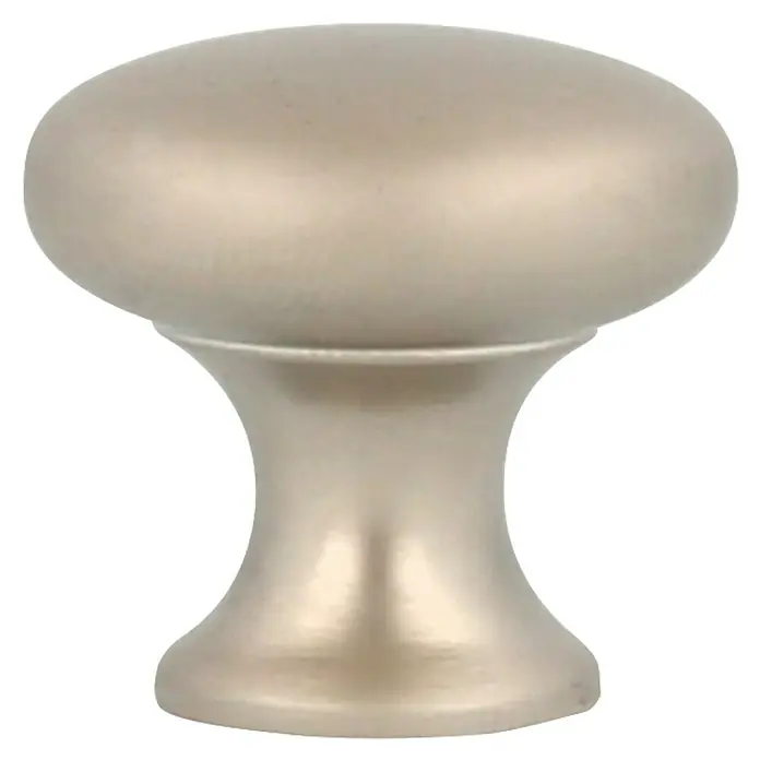 Rei Pomo para muebles 760 - Diámetro: 25 mm, Niquelado, Níquel - Pomo de mueble de níquel cepillado con parte superior ovalada y base acampanada.