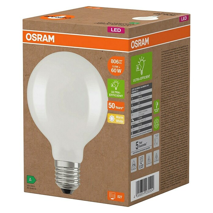 Osram Ledlichtbron CLASSIC G95 (E27, 3,8 W, Lichtstroom: 806 lm) | BAUHAUS