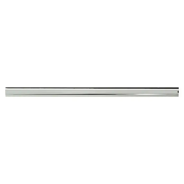 Rei Möbelgriff - Lochabstand: 96 mm, Aluminium, Chrom, L x B x H: 150 x 9 x 17 mm - Horizontales Profil aus silbernem Metall mit schwarzen Details.