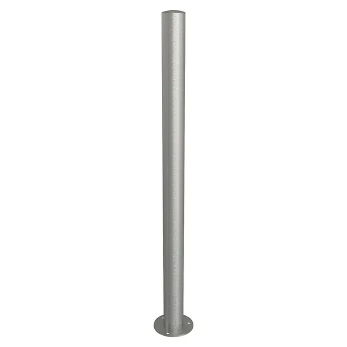 Schake Sperrpfosten - Ø x H: 60 x 900 mm, Edelstahl, Aufdübeln, Silber - Die Abbildung zeigt einen stilvollen, zylindrischen Edelstahl-Poller, ideal für den Innen- und Außenbereich.