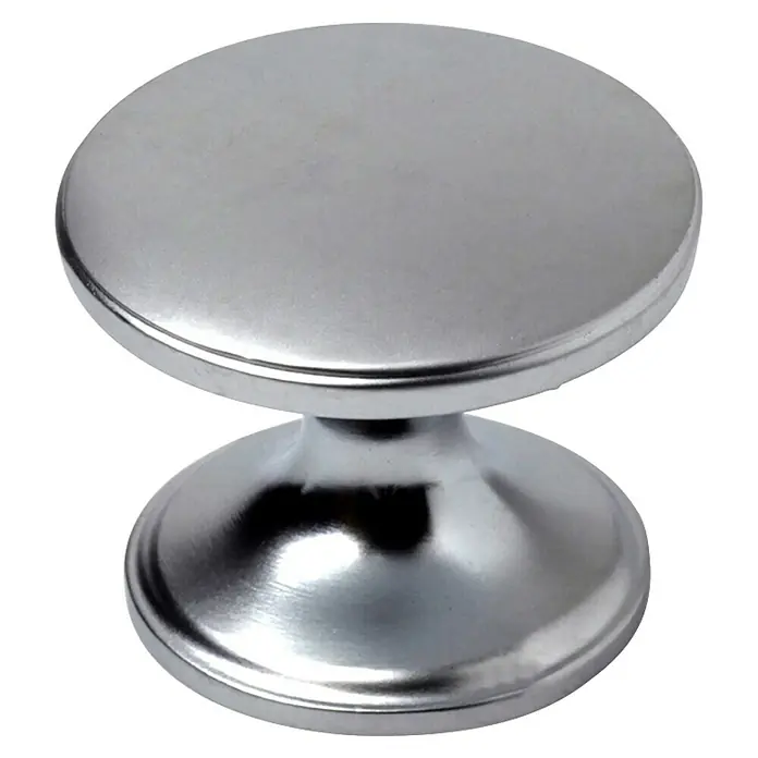 Rei Pomo para muebles - Tipo de tirador del mueble: Botón, Ø x Al: 33 x 27 mm, Cromo - Pomo redondo de metal plateado pulido con una base ligeramente acampanada.
