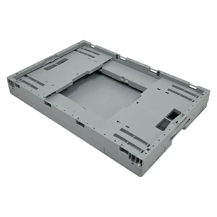 Eurobox - L x B x H: 60 x 40 x 22 cm, Fassungsvermögen: 39 l - Ein grauer, zusammenklappbarer Kunststoffbehälter, der für Lagerung und Transport konzipiert wurde. Er ist robust und platzsparend.