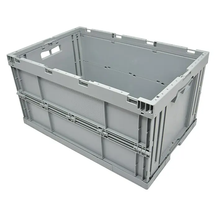 Eurobox - L x B x H: 60 x 40 x 32 cm, Fassungsvermögen: 59 l - Graue, zusammenklappbare Aufbewahrungsbox aus Kunststoff mit Griffen zur einfachen Aufbewahrung und Organisation von Gegenständen.