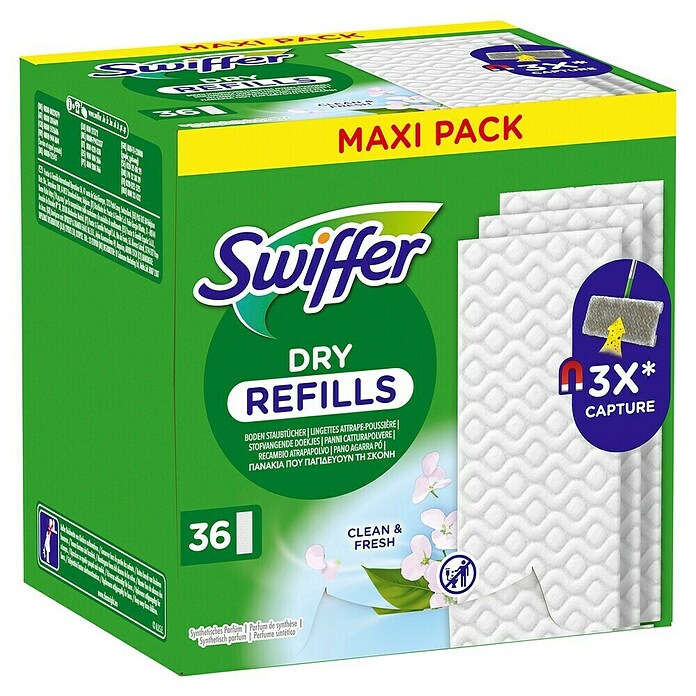 Swiffer Ersatztücher 120 Stück (3x40) – Trockene Reinigungstücher Sammeln Staub, Schmutz & Haare, Für Hartböden & Tierhaare