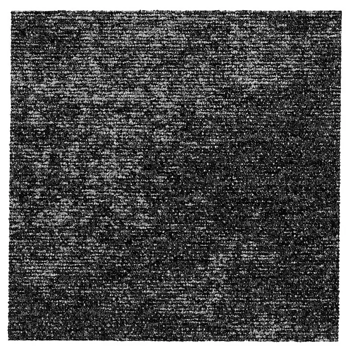 Teppichfliese Explore - Schlinge, 100 % Polypropylen, Metal - Nahaufnahme eines Teppichs mit einer dunklen, melierten Textur, ideal für stark frequentierte Bereiche. Strapazierfähig und stilvoll.