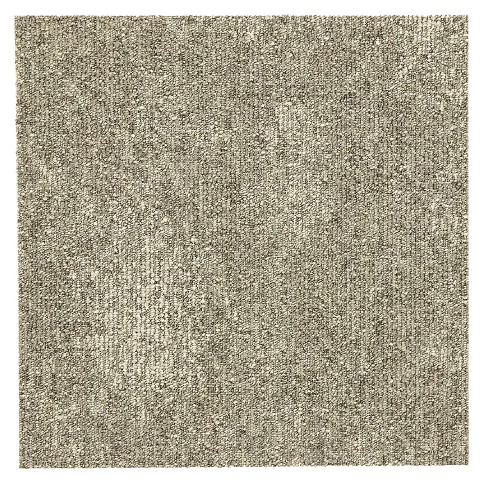 Teppichfliese Explore - Schlinge, 100 % Polypropylen, Sand - Nahaufnahme eines Teppichs mit neutralem Muster und Textur, ideal für Bodenbeläge in Innenräumen.\n