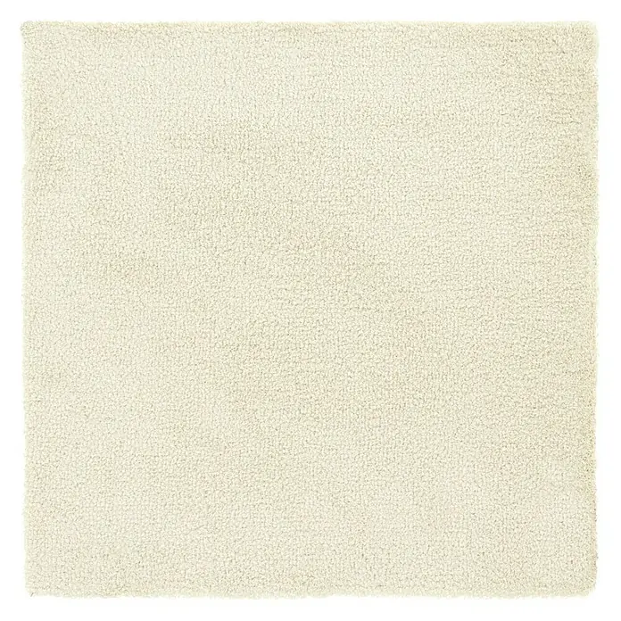 Teppichfliese Amazing - Hochflor, 100 % Polyester, Weiß - Ein quadratischer, cremefarbener Teppich mit einer weichen, flauschigen Textur. Perfekt, um jedem Raum Wärme und Komfort zu verleihen.