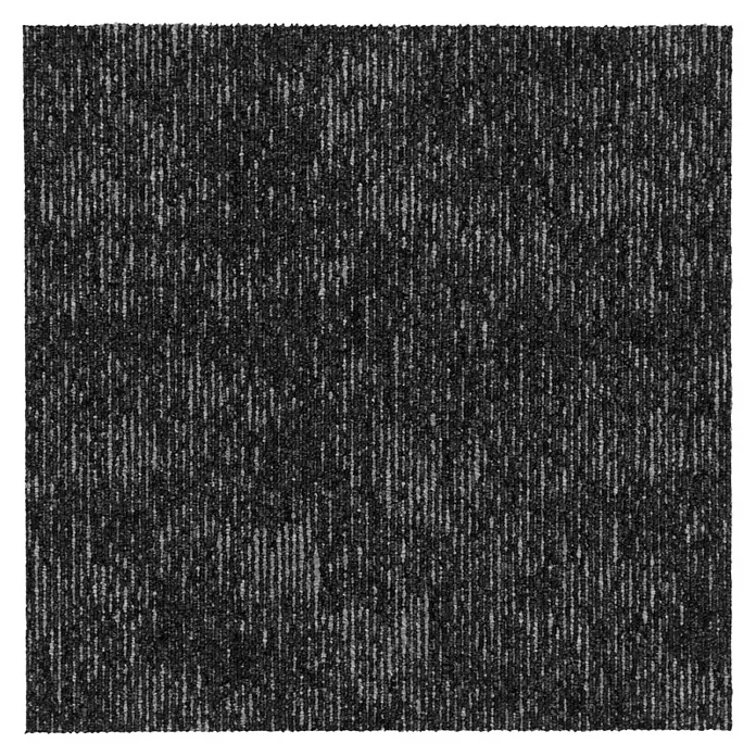 Teppichfliese Emotion - Schlinge, 100 % Polyamid SDN, Anthrazit - Nahaufnahme eines eleganten Teppichs mit vertikalem Streifenmuster in Schwarz- und Grautönen, ideal für moderne Innenräume.