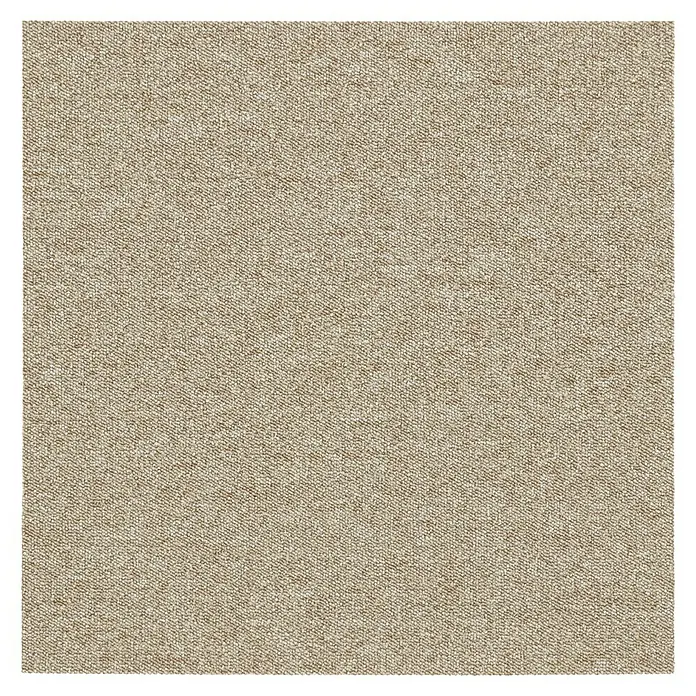 Teppichfliese Solid - Schlinge, 100 % Polyamid SDN, Beige - Nahaufnahme eines beigen Teppichs, der eine weiche, strukturierte Oberfläche zeigt, ideal für Wohnräume.