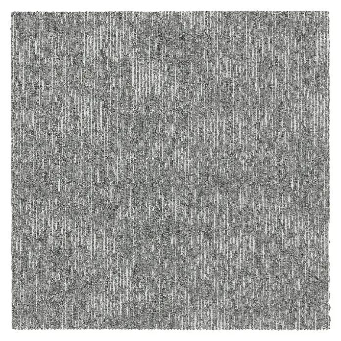 Teppichfliese Emotion - Schlinge, 100 % Polyamid SDN, Hellgrau - Graue Teppichfliese mit schmalen weißen Streifen. Die robuste Teppichfliese ist ideal für Büros und Gewerberäume, bietet Komfort und ist strapazierfähig.