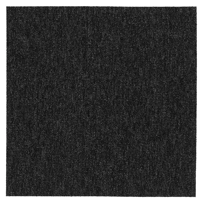 Teppichfliese Solid - Schlinge, 100 % Polyamid SDN, Anthrazit - Nahaufnahme eines schwarzen Teppichs mit feiner Textur. Ideal für Bodenbeläge und Inneneinrichtung, robust und stilvoll.