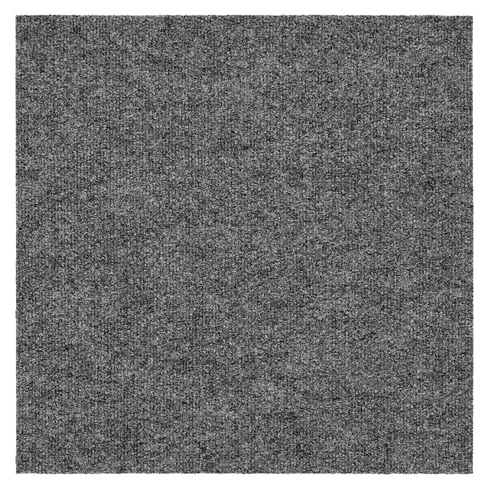 Teppichfliese Sprinter - Nadelfilz, 80 % Polypropylen, 20 % recyceltes PET, Hellgrau - Nahaufnahme einer grauen Teppichfliese mit feiner, dichter Textur, ideal für Büros oder Wohnräume.
