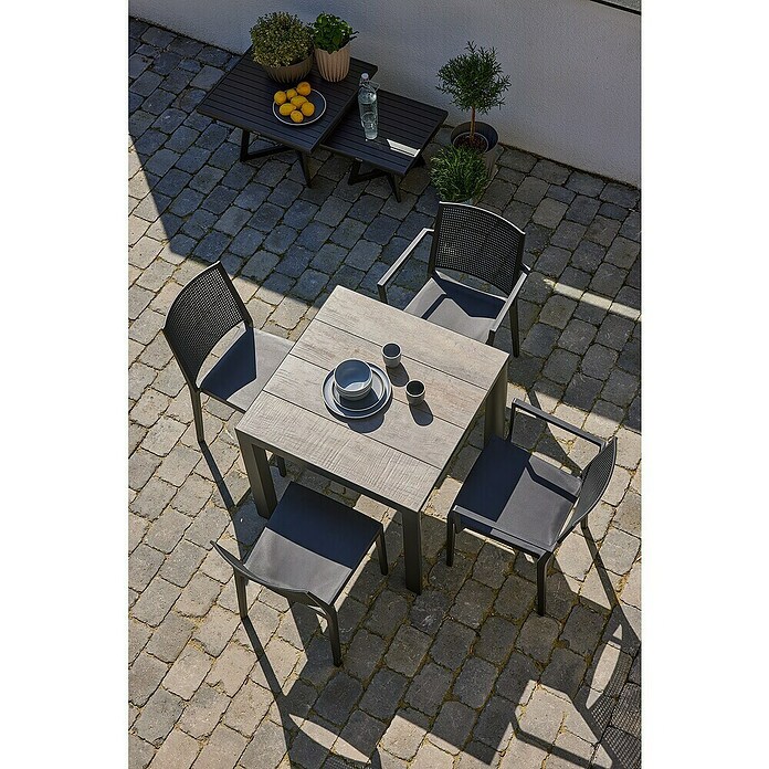 Siena Garden Urban Lights Gartenmöbel-Set Square Sessel/Paco Tisch (Sessel (L x B x H): 56 x 56 x 80 cm, Tisch (L x B x H): 70 x 70 x 71 cm, 3 -tlg., Polypropylen, Melamin, Anthrazit) | BAUHAUS