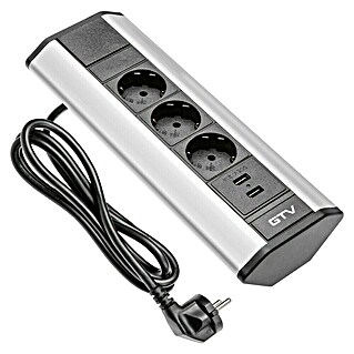 Steckdosenleiste (3 x Steckdose, 2 x USB, Kabellänge: 1,5 m, IP20, Ohne Schalter)