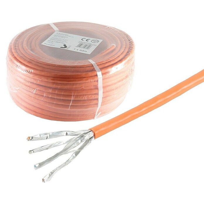Netzwerkleitung (CAT7, Länge: 25 m, Orange) | BAUHAUS
