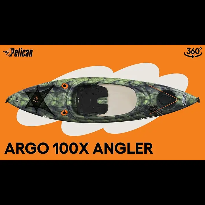 Pelican Kajak Argo 100 X Angler - L x B x H: 304,8 x 71,12 x 35,56 cm, Tragkraft: 124,74 kg, Geeignet für: 1 Person, Dampfschwarz/Limette - PELICAN | ARGO 100X ANGLER Fishing Kayak Walkthrough