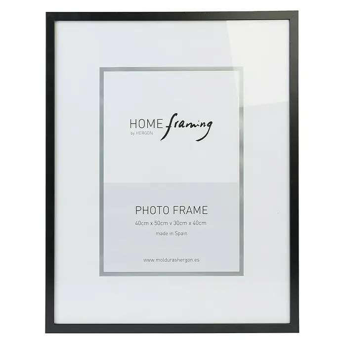 Marco de fotos Dalia - 40 x 50 cm, Negro, Vidrio - Elegante marco de fotos negro HOME framing de 40cm x 50cm v 30cm x 40cm, fabricado en España. Un elemento decorativo con estilo.