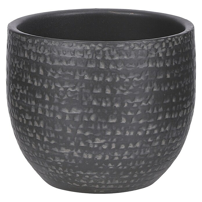 Mica Decorations Cubremaceta redondo Carrie (Dimensiones externas (Ø x Al): 14 x 12 cm, Negro, Materiales naturales) | BAUHAUS