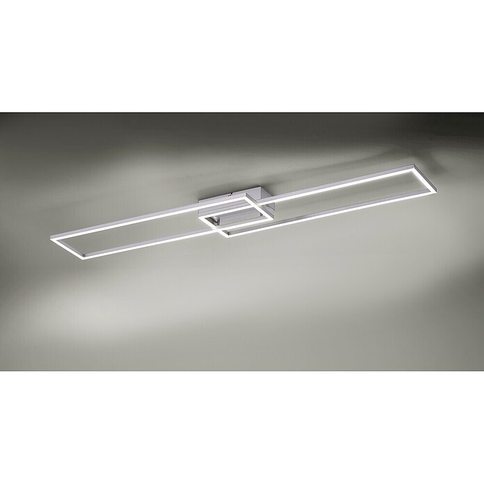 LeuchtenDirekt LED-Deckenleuchte Iven (2 x 20 W, Farbe: Stahl, L x B x H: 110 x 25 x 7 cm)