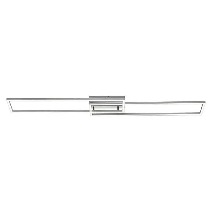Just Light LED-Deckenleuchte Iven - 40 W, L x B x H: 110 x 25 x 7 cm, Stahl, Warmweiß - Modernes LED-Deckenleuchte mit zwei rechteckigen Rahmen aus silbernem Metall. Stilvolle Beleuchtung für Ihr Zuhause.