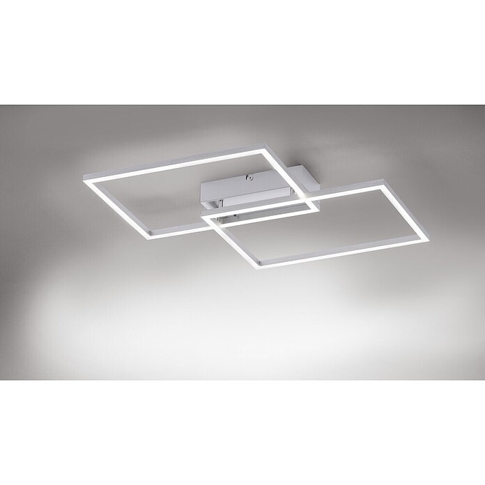 LeuchtenDirekt LED-Deckenleuchte Iven (2 x 15 W, Farbe: Stahl, L x B x H: 50 x 42 x 7 cm)