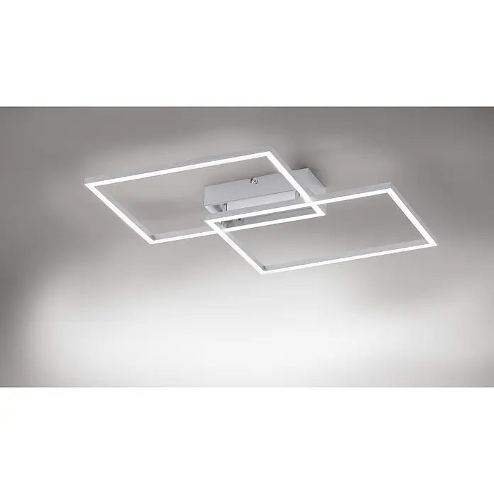 Just Light LED-Deckenleuchte Iven - 15,5 W, L x B x H: 50 x 42 x 7 cm, Stahl, Warmweiß - Moderne LED-Deckenleuchte mit zwei überlappenden, quadratischen Rahmen, die ein helles, zeitgemäßes Licht erzeugt.