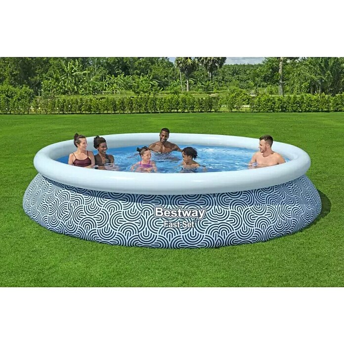 Bestway Napihljiv bazen Fast Set  (Ø x V: 396 x 84 cm, Modra, 7.340 l) | 8322 - Pool selbstaufstellend | ICIA - Pools | ICI - Pools & Zubehör | IC - Freizeit im Garten | I - Stadtgarten | BAUHAUS