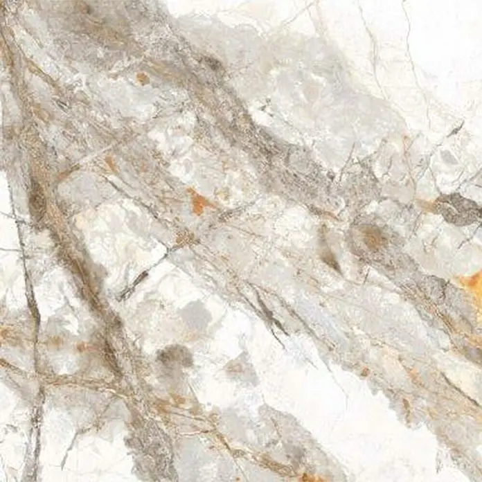 Feinsteinzeugfliese Marble Visage - 60 x 120 cm, Weiß/Grau/Gold, Glänzend - Marmorfliese mit weißen, grauen und goldenen Akzenten. Elegantes Design für stilvolle Innenräume, hochwertiges Material für eine edle Optik.