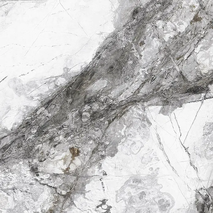 Feinsteinzeugfliese Marble Visage - 60 x 120 cm, Dunkelgrau, Glänzend - Elegante Marmorfliese mit grauen Adern. Die polierte Oberfläche verleiht jedem Raum ein luxuriöses Ambiente und ist ideal für stilvolle Akzente.