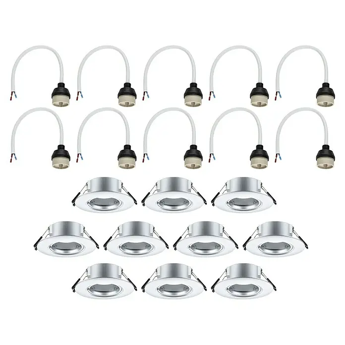 Paulmann Einbauleuchte - 9 cm, Chrom, 10 Stk., Starr - Deckenleuchten-Set mit GU10-Fassungen und Installationsmaterial für eine einfache und schnelle Montage.