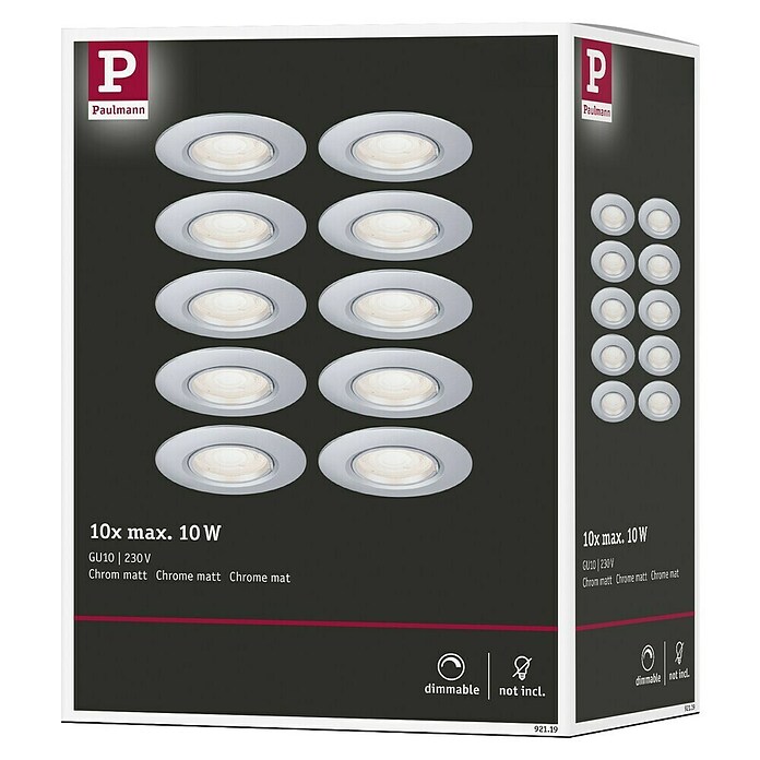 Paulmann Einbauleuchte (9 cm, Silber, 10 Stk., Starr) | BAUHAUS