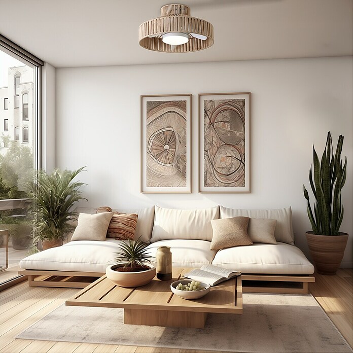 Sulion Ventilador de techo Windsor (Marrón, 51 cm, 18 W, Blanco cálido) | BAUHAUS