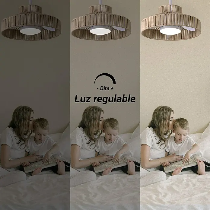 Sulion Ventilador de techo Windsor - Marrón, 51 cm, 18 W, Blanco cálido - Niveles de luz del ventilador de techo.